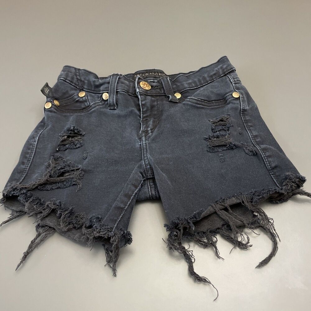 Rock & Republic Distressed Black Jean Shorts